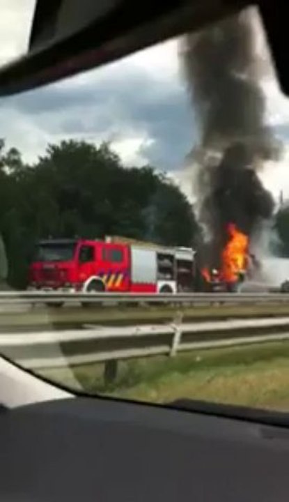 Camion en feu sur l'E314
