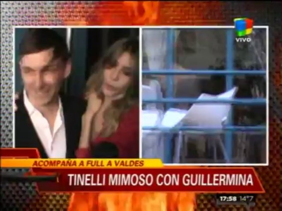 Tinelli acompañó a Valdes en la presentación de su marca de zapatos