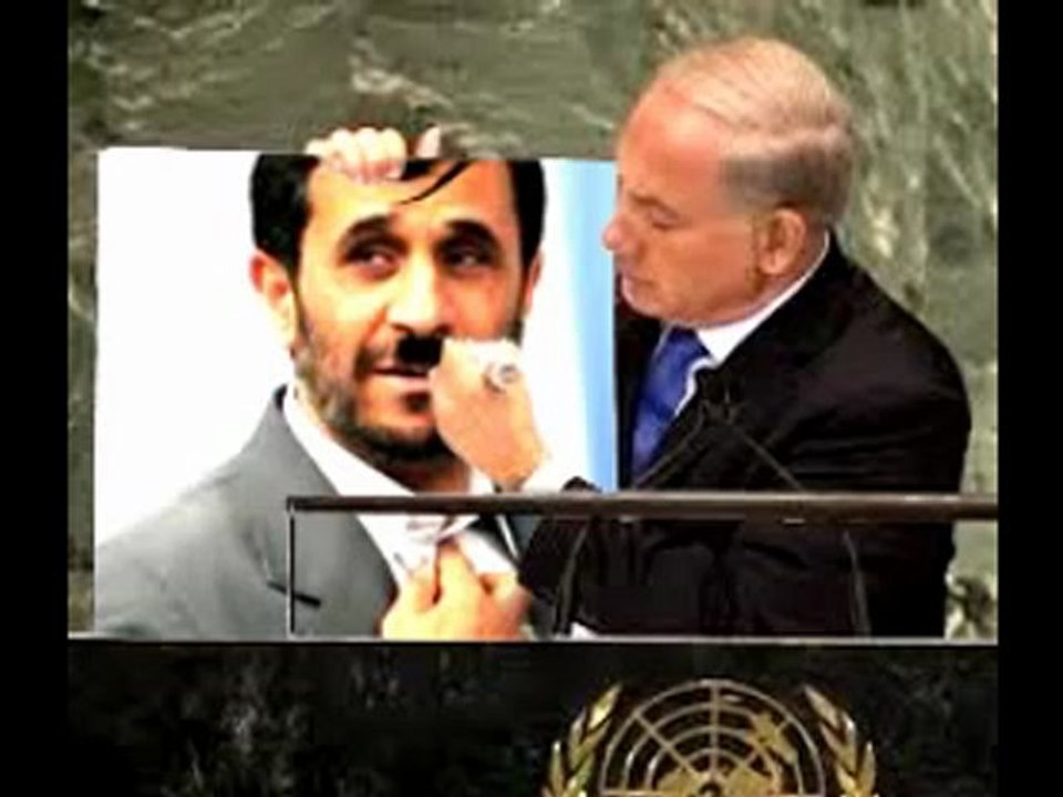 Netanyahu avec sa pancarte à l'ONU / BBK Komrad