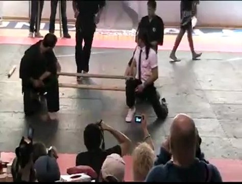 Karate FAIL : coup de pied dans des bouts de bois