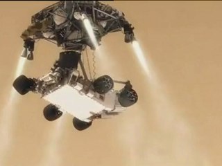El robot Curiosity utiliza su láser para pulverizar una roca en Marte