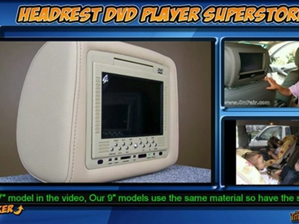 Headrest Monitor Color Samples in Tan, Grey and Black