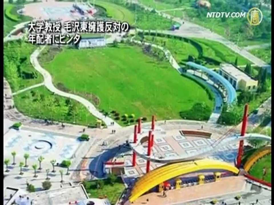 大学教授 毛沢東擁護反対の年配者にビンタ