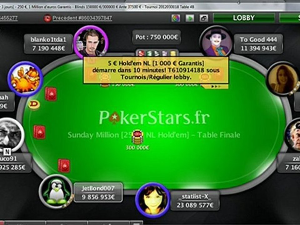 Table Finale du Sunday Million (1/3)