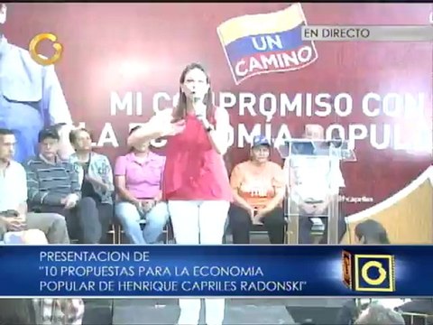 Maria Corina Machado: la economía informal saldrá a decir con quién está