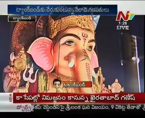 Ganesh Nimajjan 2012 - Khairatabad Ganesh Ready for Visarjan Live - 02