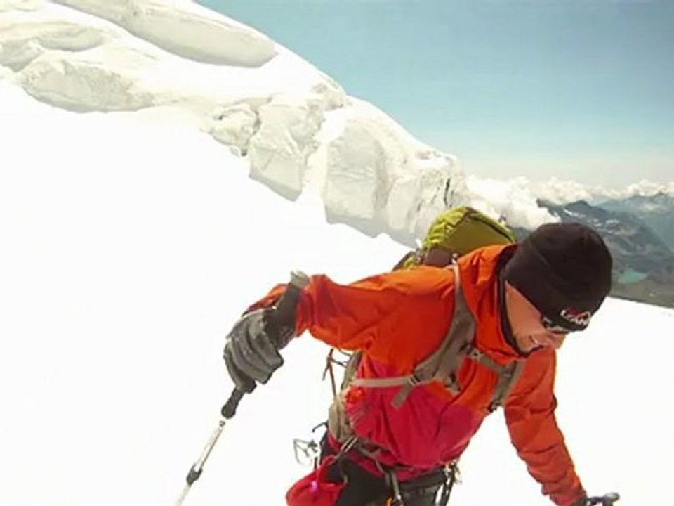 Descent from Monte Rosa on snowblade skis