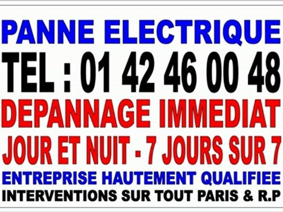 PANNE ELECTRIQUE - TEL : 0142460048 - ELECTRICITE PARIS 8e 75008 - INTERVENTION IMMEDIATE 24/24