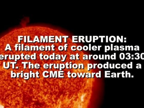 SOLAR ACTIVITY UPDATE: Filament Eruption/CME (Oct 5th, 2012).