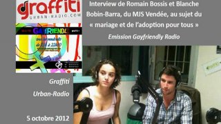 Interview de Romain et Blanche, du MJS Vendée, sur Graffiti Urban-Radio, dans l'émission Gayfriendly - 5/10/12