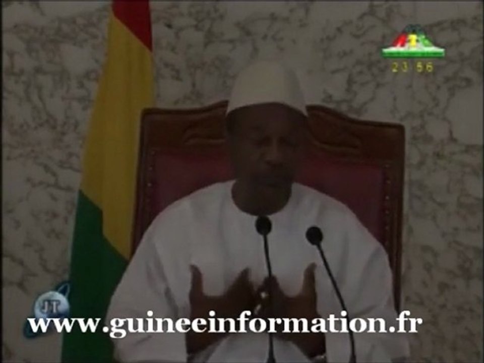 JT RTG DU 05.10.2012. Décret de remaniement partiel du gouvernement; les généraux Toto Camara, de la sécurité civile; Mathurin Bangoura, de l’Urbanisme; et Korka Diallo, de l’élevage; remplacés
