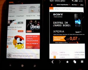 Porównanie przeglądarek Symbian belle i WP7