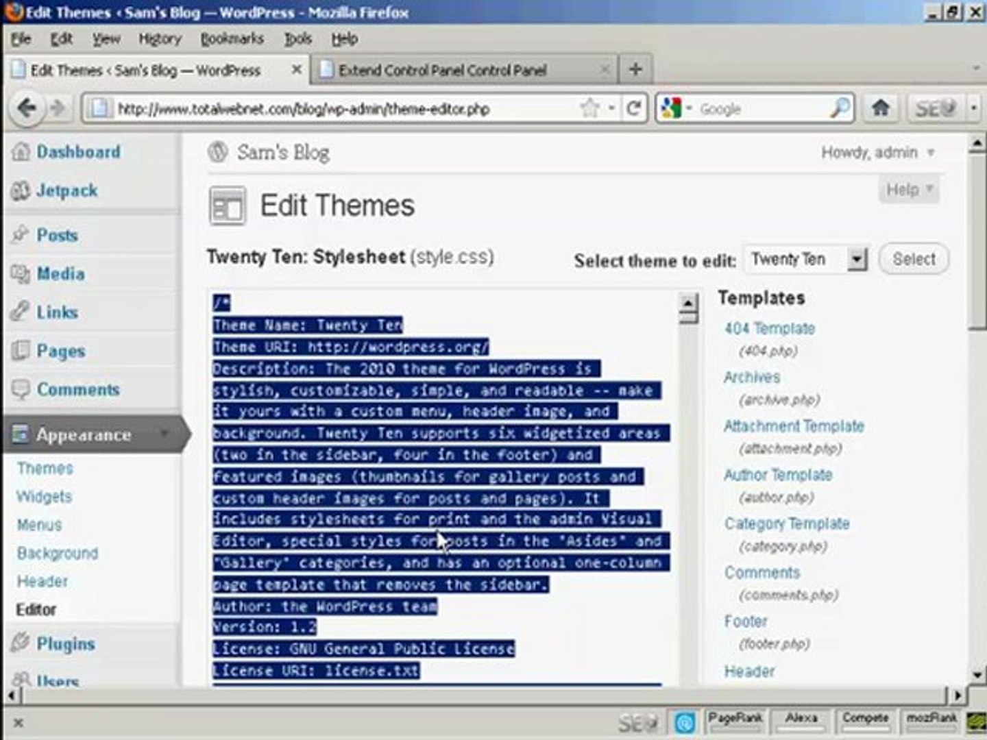 Word Press - How to Edit WordPress Theme CSS Styles