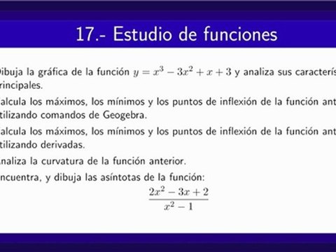 17 Geogebra y Matemáticas. Estudio y representación de funci