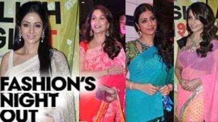 Sridevi, Madhuri & Bipasha's SARI STYLE @ English Vinglish Premiere