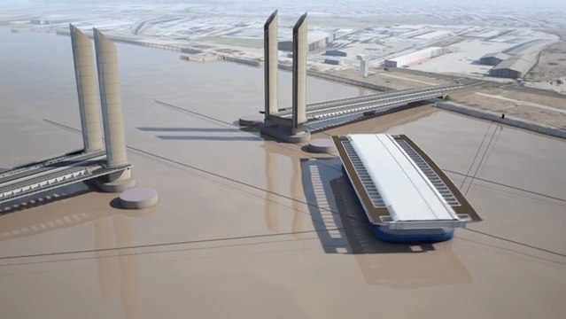 Pont Bacalan-Bastide - Installation de la travée centrale - (Travée Levante)