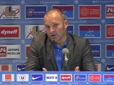 Conférence de presse Montpellier Hérault SC - Evian TG FC : René GIRARD (MHSC) - Pascal DUPRAZ (ETG) - saison 2012/2013