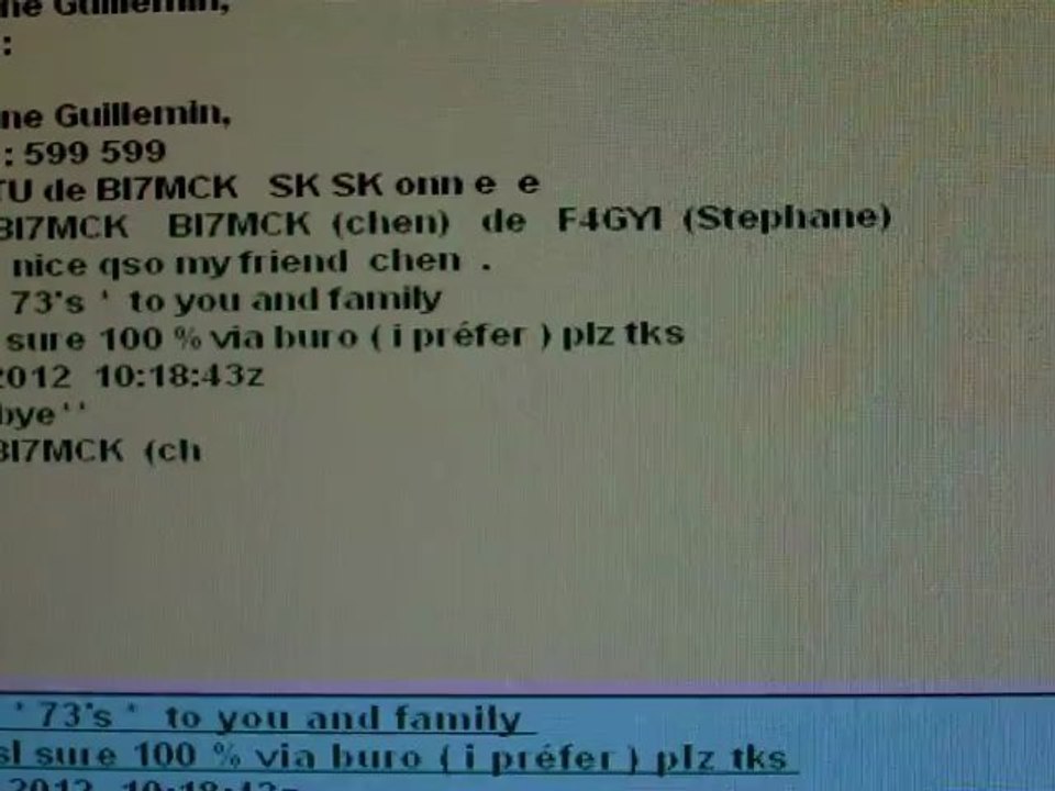 qso avec BI7MCK Chen (chine)