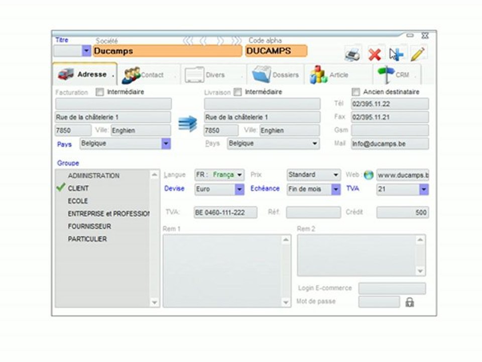 CRM - Optimizze: Création de client / fournisseur / prospect - ERP - v16