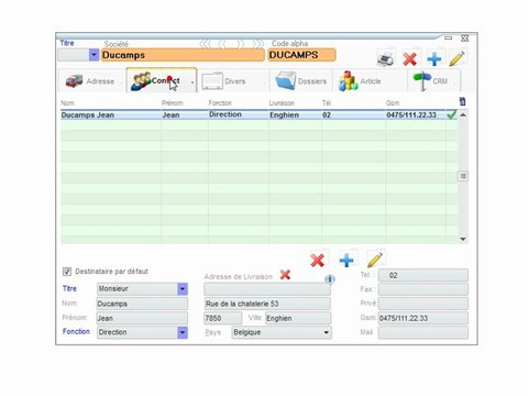 CRM - Optimizze: Edition d'une personne de contact - ERP - v16
