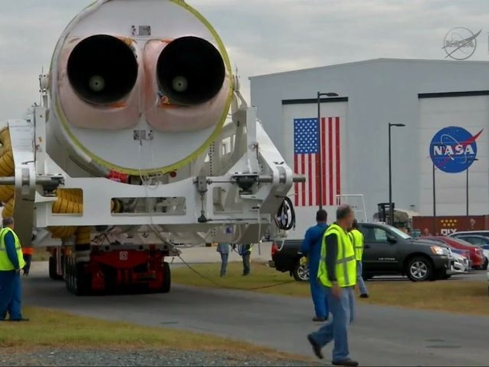 Antares Rocket Rolls Out for Hot Fire Test