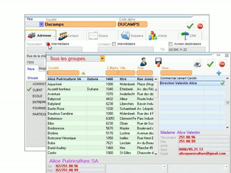 CRM - Optimizze: Encodage d'un intermédiaire d'adresse - ERP - v16