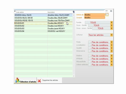 Articles - Optimizze: Suppression de plusieurs articles - ERP - v16