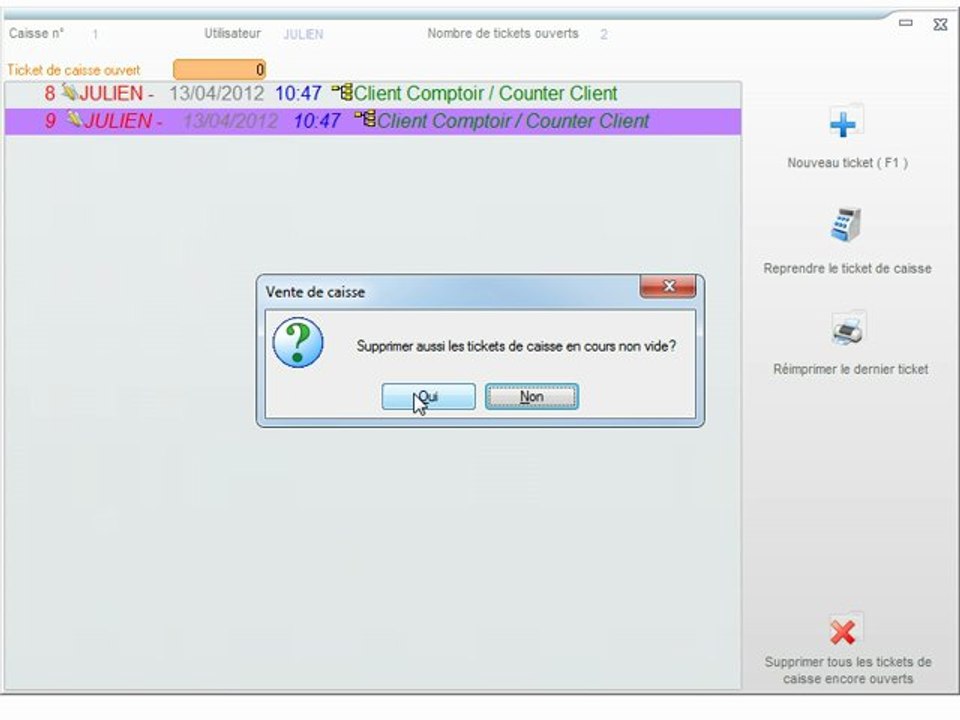 Caisse - Optimizze: Suppression des tickets de caisse ouverts - ERP - v16