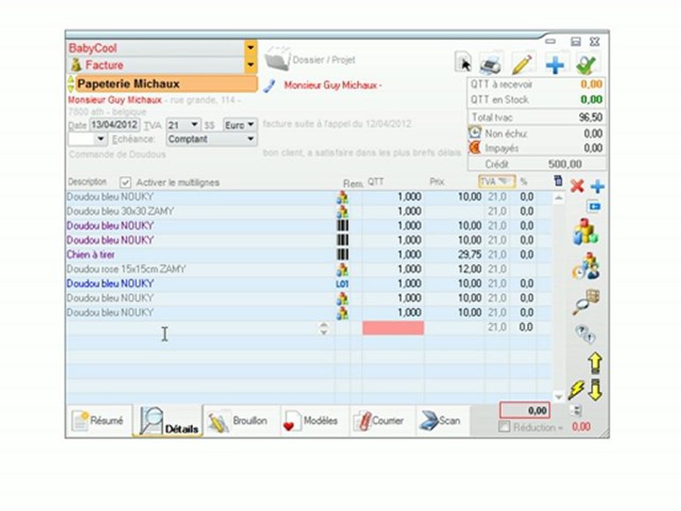 Documents - Optimizze: Encodage par l'historique du client / fournisseur / prospect - ERP - v16