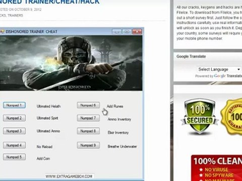 DISHONORED TRAINER/CHEAT/HACK PC XBOX360 PS3