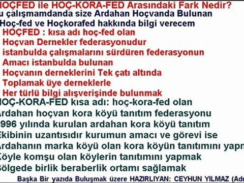 Hoçfed ile Hoç-kora-fed Arasındaki Fark Nedir ? Ardahan Hoçvan Haberleri