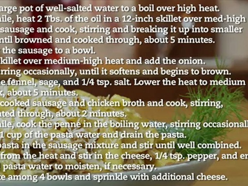 Penne with Fennel and Sausage Recipe