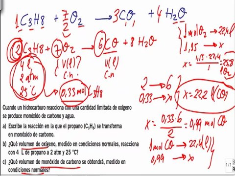 Quimica 1º bachillerato reacciones quimicas ejercicio 5
