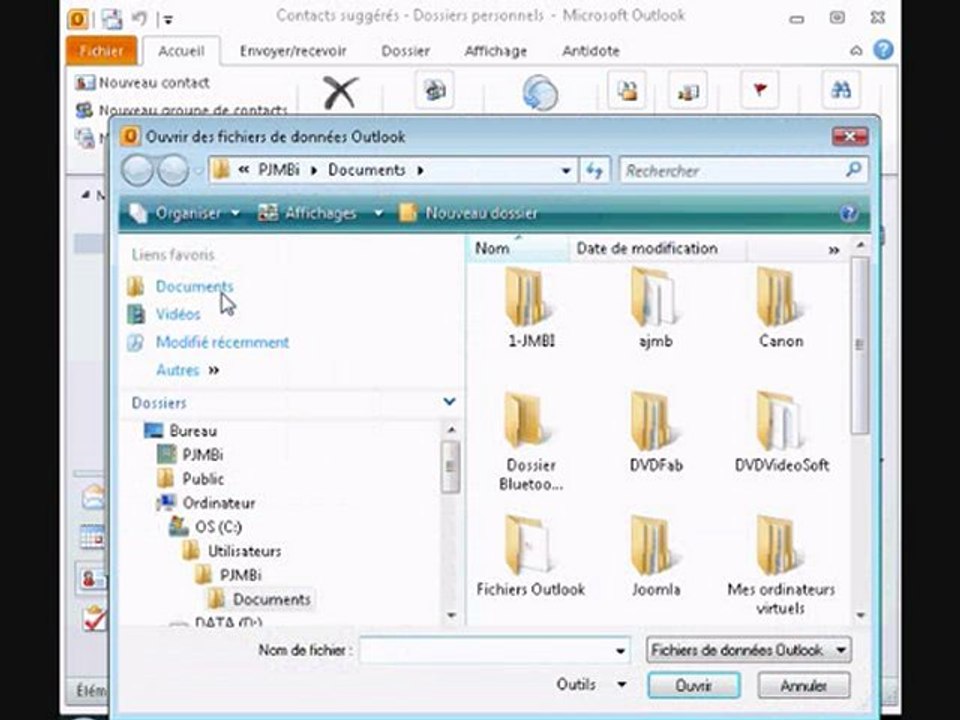 Outlook 2010 import et export des contacts - Par JM Boscq