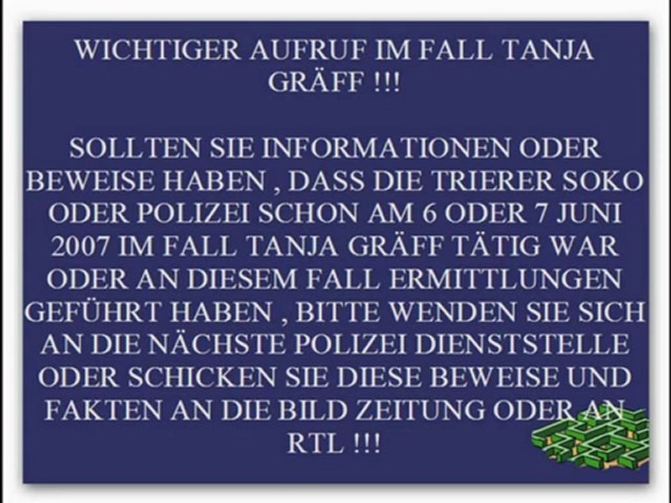 WICHTIGER AUFRUF IM FALL TANJA GRÄFF  ?!