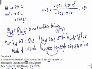 Energía termica y calor 1º Bachillerato ejercicio 6