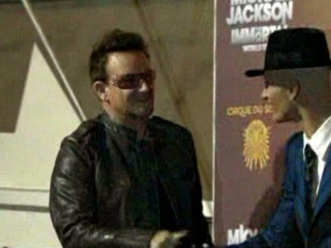 U2 attend London opening of Michael Jackson Cirque du Soleil show.