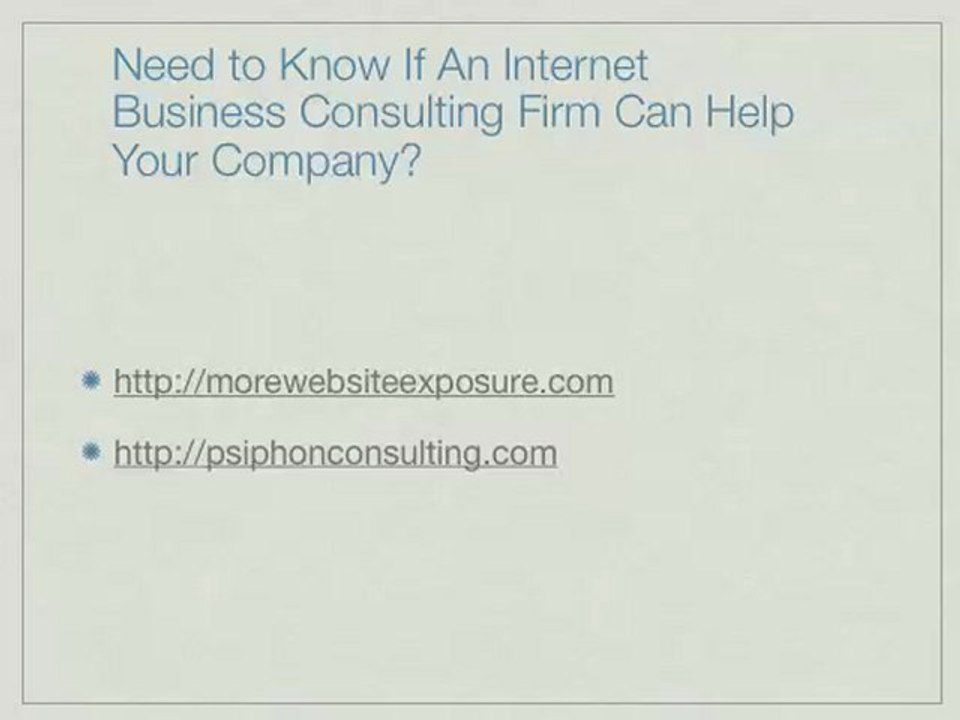 Internet Consulting Services - What can they do for you?