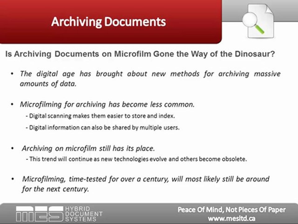 Archiving Documents:  Is Microfilm Dead?