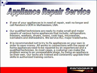 Pandoras OEM - Appliance Repair Service Store