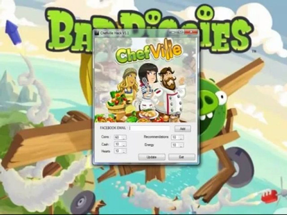 Chefville HAck 2012 [Free Coins,Cash,Hearts,Recomm] (FREE Download) - October 2012 Update