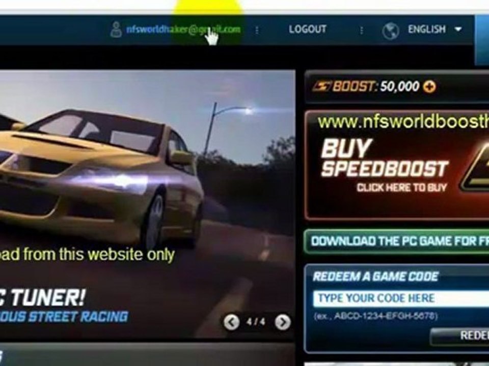 NFS World-New Hack Boost + 25.000 Boost + BMW Reddem Code