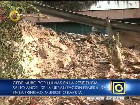 Cuatro familias afectadas y 10 vehículos tapiados dejo colapso de un muro en Baruta