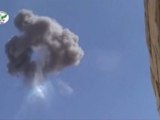 The moment Syrian helicopter explodes into flames