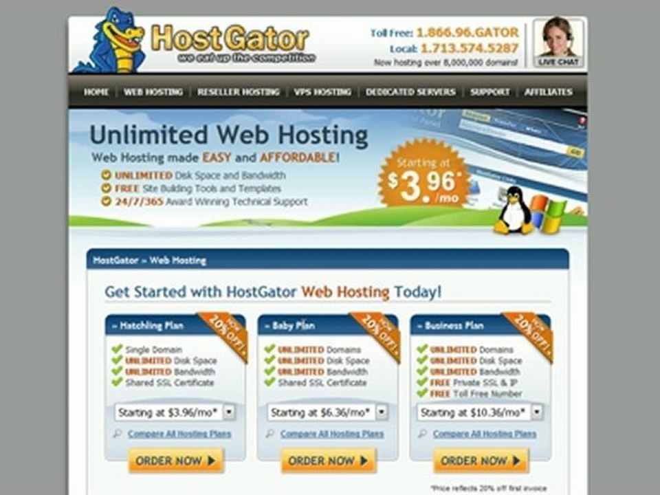 Hostgator Host - Web Hosting Coupon Code: GATORCENTS