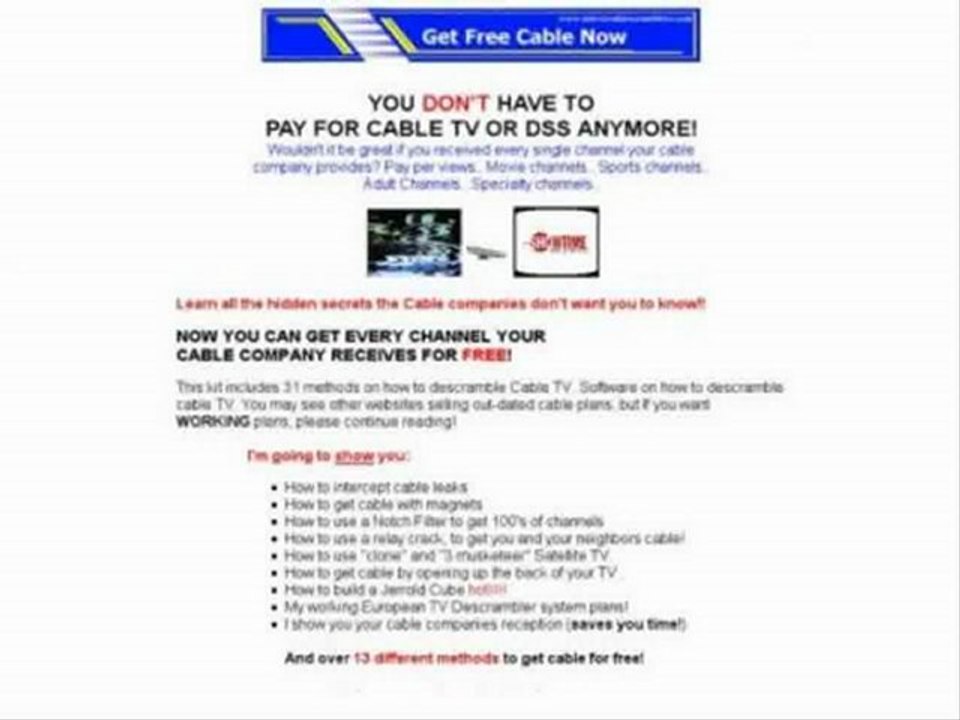 Cable Descramblers Plans Get Free Cable