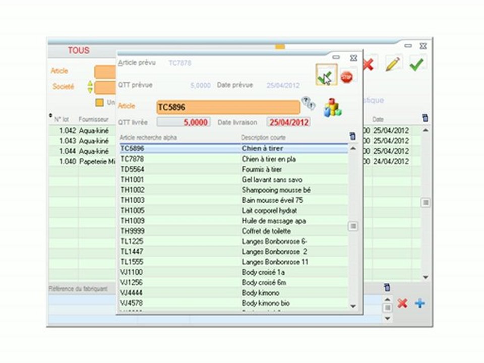 Stocks - Optimizze: Réception un article de substitution - ERP - v16