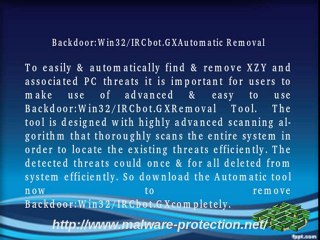 Delete Backdoor:Win32/IRCbot.GX : Simple Steps