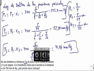 Quimica 1º bachillerato Ley de Dalton ejercicio 1