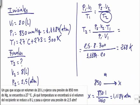 Quimica 1º bachillerato leyes de gases ideales ejercicio 17